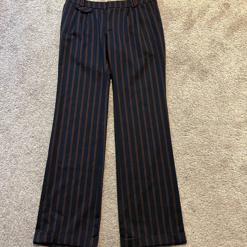 Anthropology size 8 Striped Navy and Brown Trousers